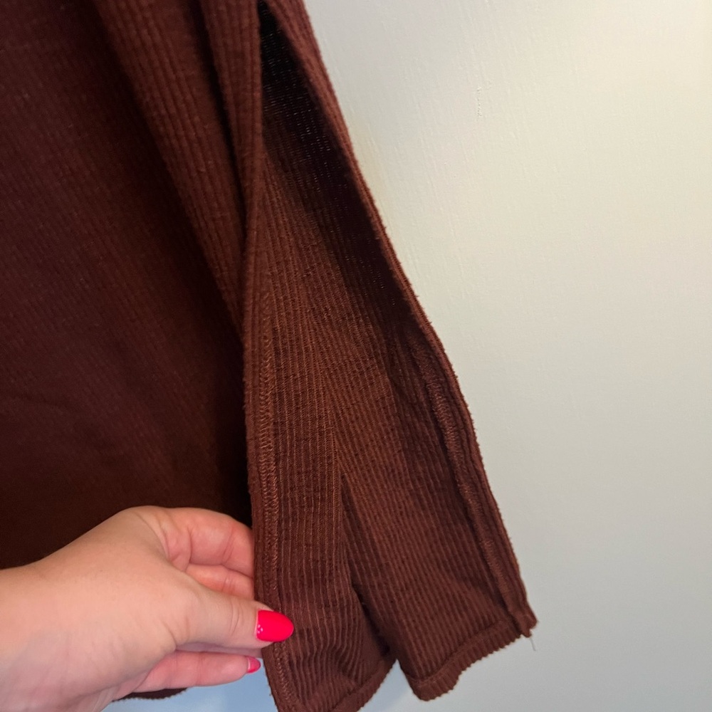 Loft Brown Off-shoulder Ribbed Dress - Picture 2 of 5